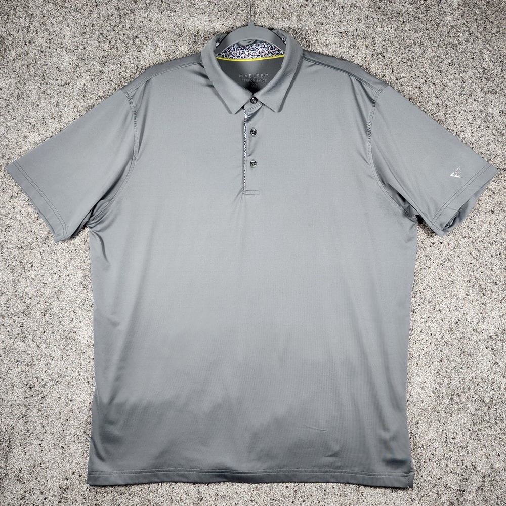 Maelreg Performance Polo Mens XL Gray Short Sleeve Stretch Golf Shirt Excellent